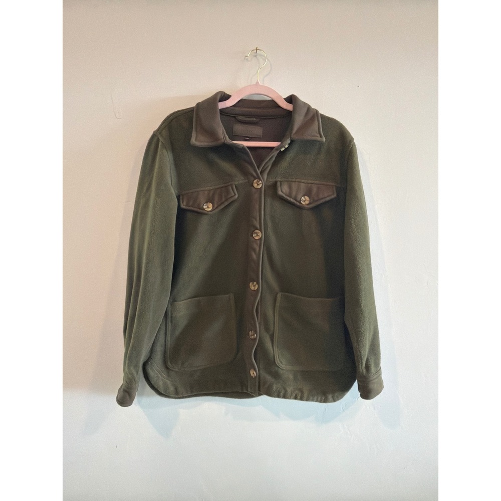 BlankNYC Olive Green Fleece Button Front Shirt Jacket Shacket 05SF6090NOK M